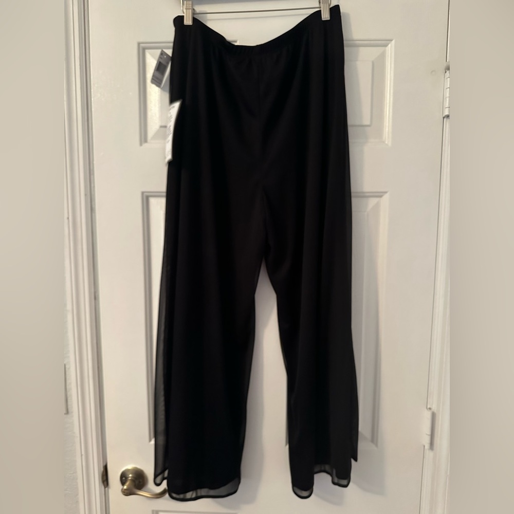 Black mesh wide leg pants.
